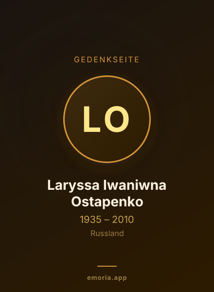 Gedenkportrait von Laryssa Iwaniwna Ostapenko