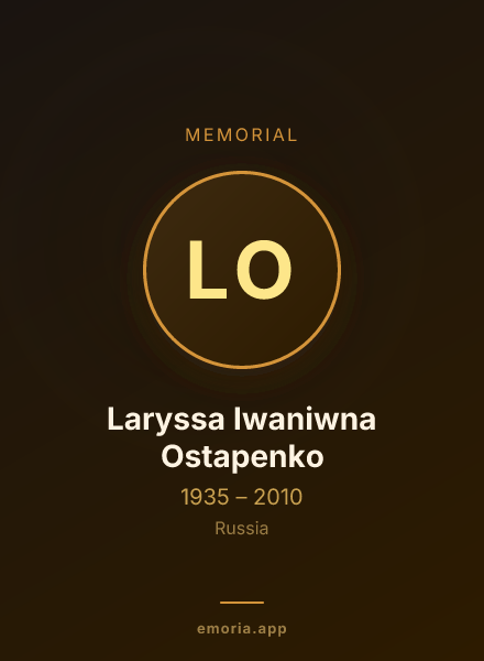 Memorial portrait of Laryssa Iwaniwna Ostapenko