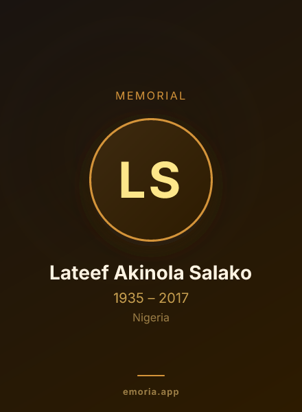 Memorial portrait of Lateef Akinola Salako