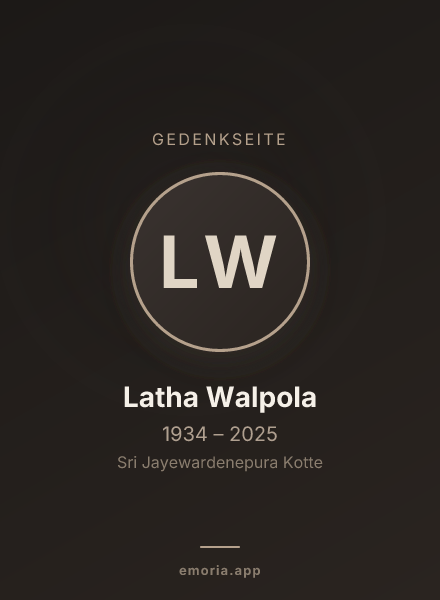 Gedenkportrait von Latha Walpola