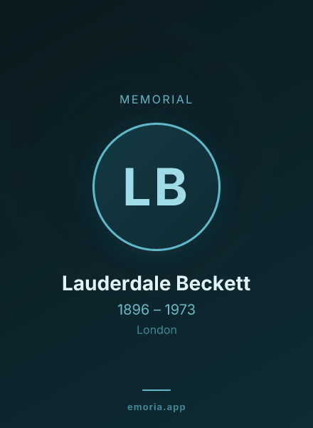 Memorial portrait of Lauderdale Beckett
