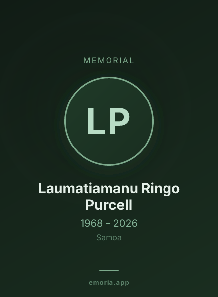 Memorial portrait of Laumatiamanu Ringo Purcell