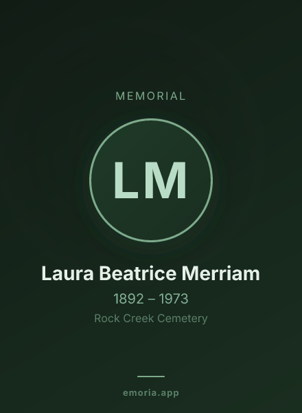 Memorial portrait of Laura Beatrice Merriam