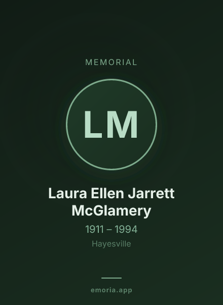 Memorial portrait of Laura Ellen Jarrett McGlamery