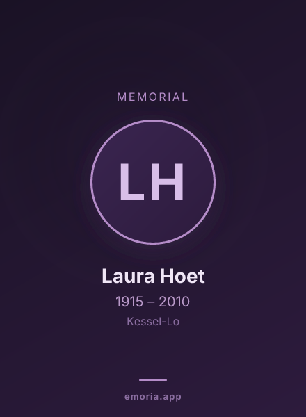 Memorial portrait of Laura Hoet