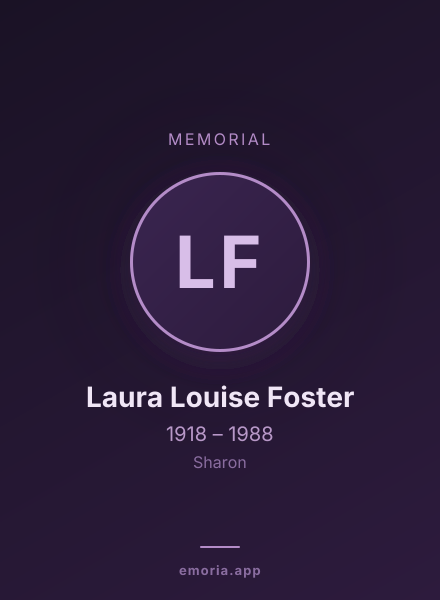Memorial portrait of Laura Louise Foster