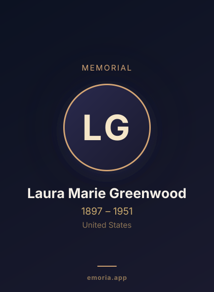 Memorial portrait of Laura Marie Greenwood