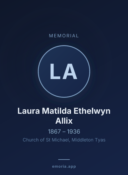Memorial portrait of Laura Matilda Ethelwyn Allix