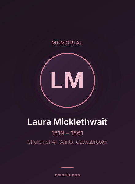 Memorial portrait of Laura Micklethwait