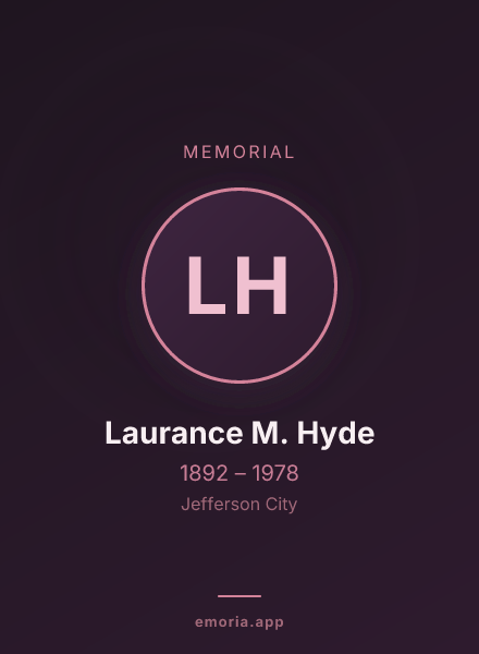 Memorial portrait of Laurance M. Hyde