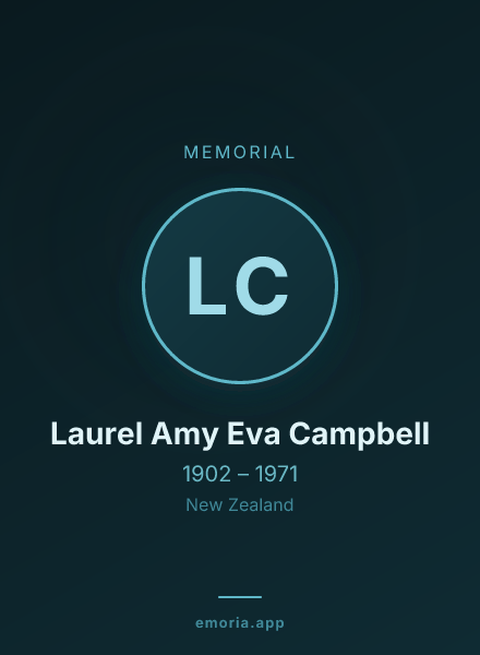 Memorial portrait of Laurel Amy Eva Campbell