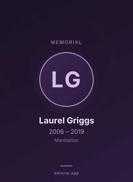 Memorial portrait of Laurel Griggs