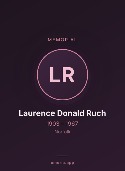 Memorial portrait of Laurence Donald Ruch