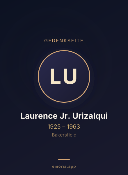 Gedenkportrait von Laurence Jr. Urizalqui