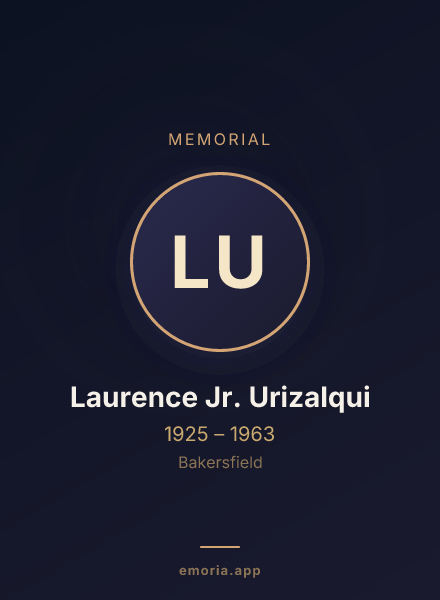 Memorial portrait of Laurence Jr. Urizalqui