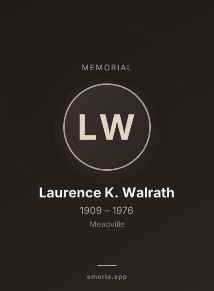 Memorial portrait of Laurence K. Walrath
