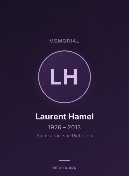 Memorial portrait of Laurent Hamel