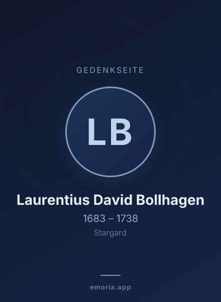 Gedenkportrait von Laurentius David Bollhagen
