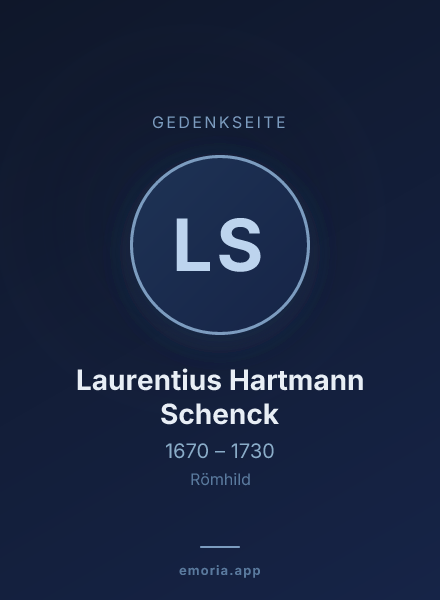 Gedenkportrait von Laurentius Hartmann Schenck