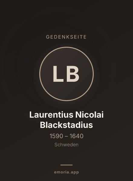 Gedenkportrait von Laurentius Nicolai Blackstadius