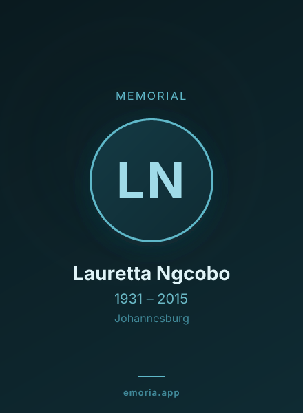 Memorial portrait of Lauretta Ngcobo