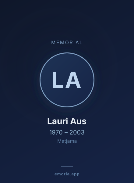 Memorial portrait of Lauri Aus