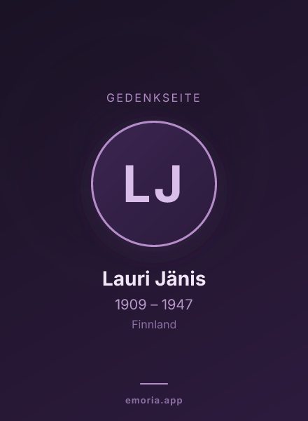 Gedenkportrait von Lauri Jänis