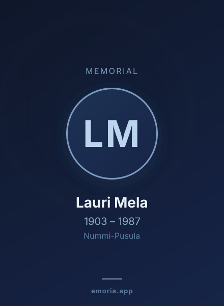 Memorial portrait of Lauri Mela