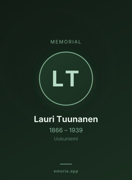 Memorial portrait of Lauri Tuunanen