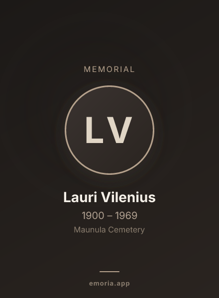 Memorial portrait of Lauri Vilenius