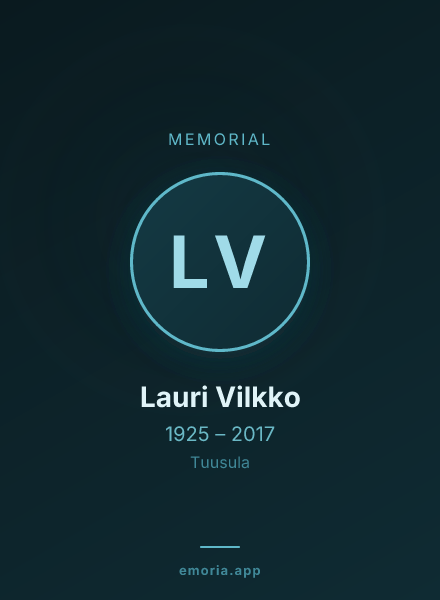 Memorial portrait of Lauri Vilkko