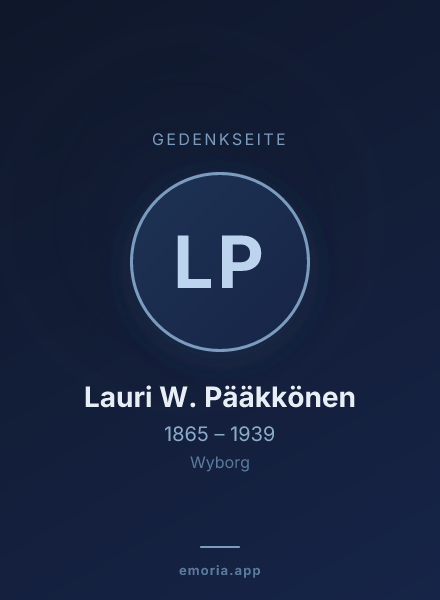 Gedenkportrait von Lauri W. Pääkkönen