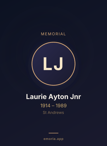 Memorial portrait of Laurie Ayton Jnr