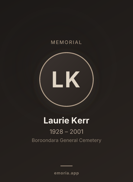 Memorial portrait of Laurie Kerr