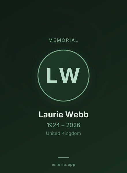 Memorial portrait of Laurie Webb