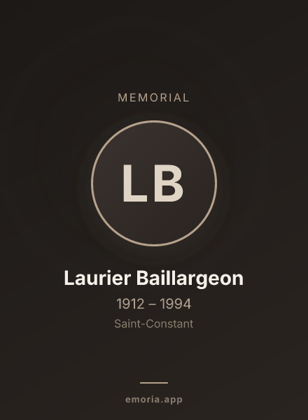 Memorial portrait of Laurier Baillargeon
