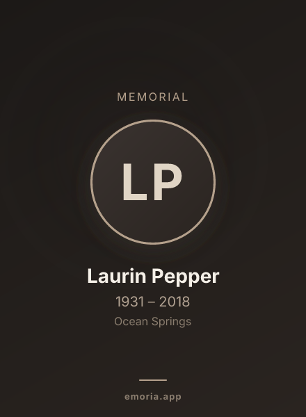Memorial portrait of Laurin Pepper
