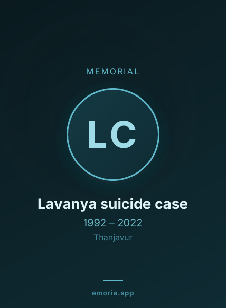 Memorial portrait of Lavanya suicide case