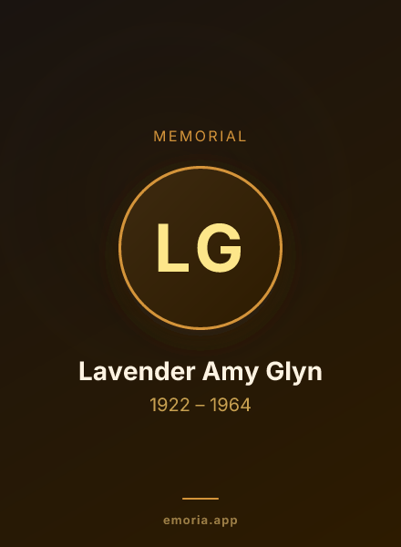 Memorial portrait of Lavender Amy Glyn