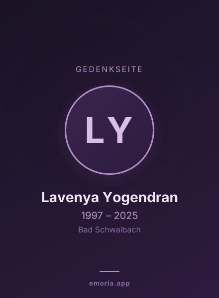 Gedenkportrait von Lavenya Yogendran