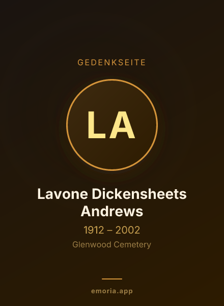 Gedenkportrait von Lavone Dickensheets Andrews