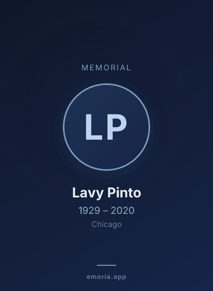 Memorial portrait of Lavy Pinto