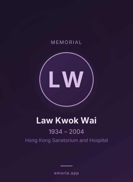 Memorial portrait of Law Kwok Wai