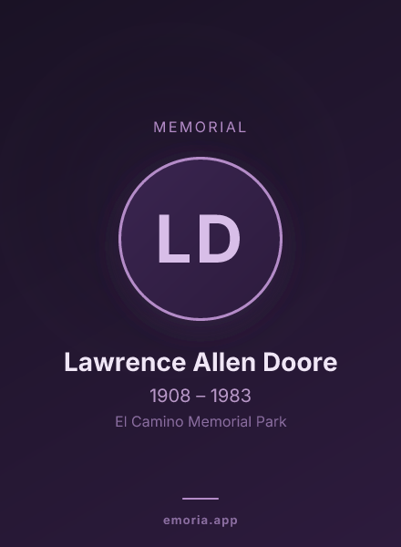 Memorial portrait of Lawrence Allen Doore