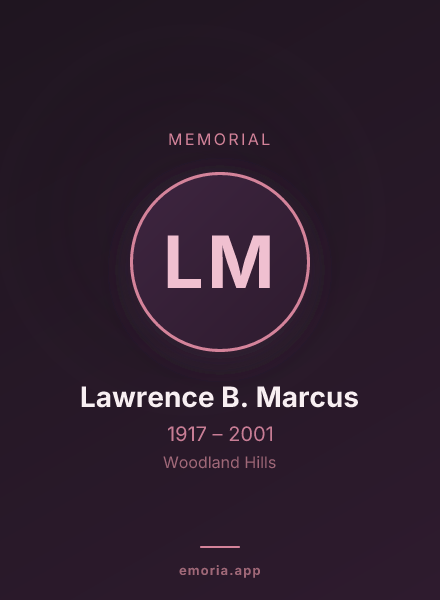 Memorial portrait of Lawrence B. Marcus