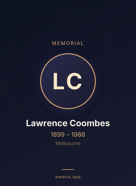 Memorial portrait of Lawrence Coombes