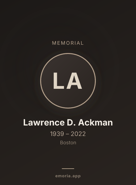 Memorial portrait of Lawrence D. Ackman