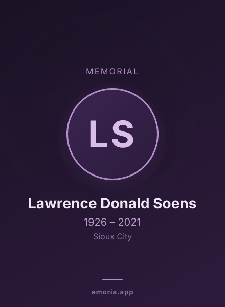 Memorial portrait of Lawrence Donald Soens