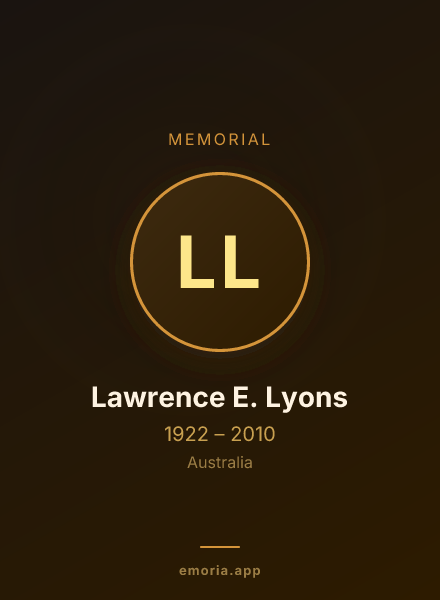 Memorial portrait of Lawrence E. Lyons