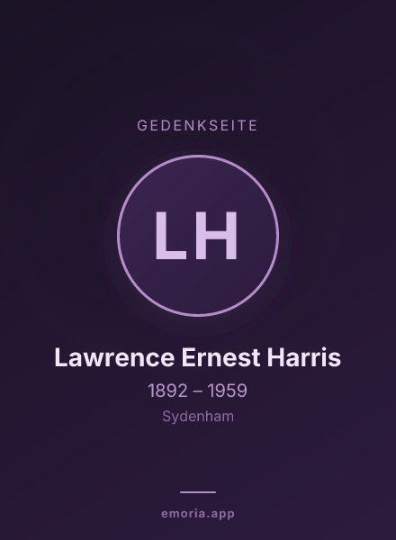 Gedenkportrait von Lawrence Ernest Harris